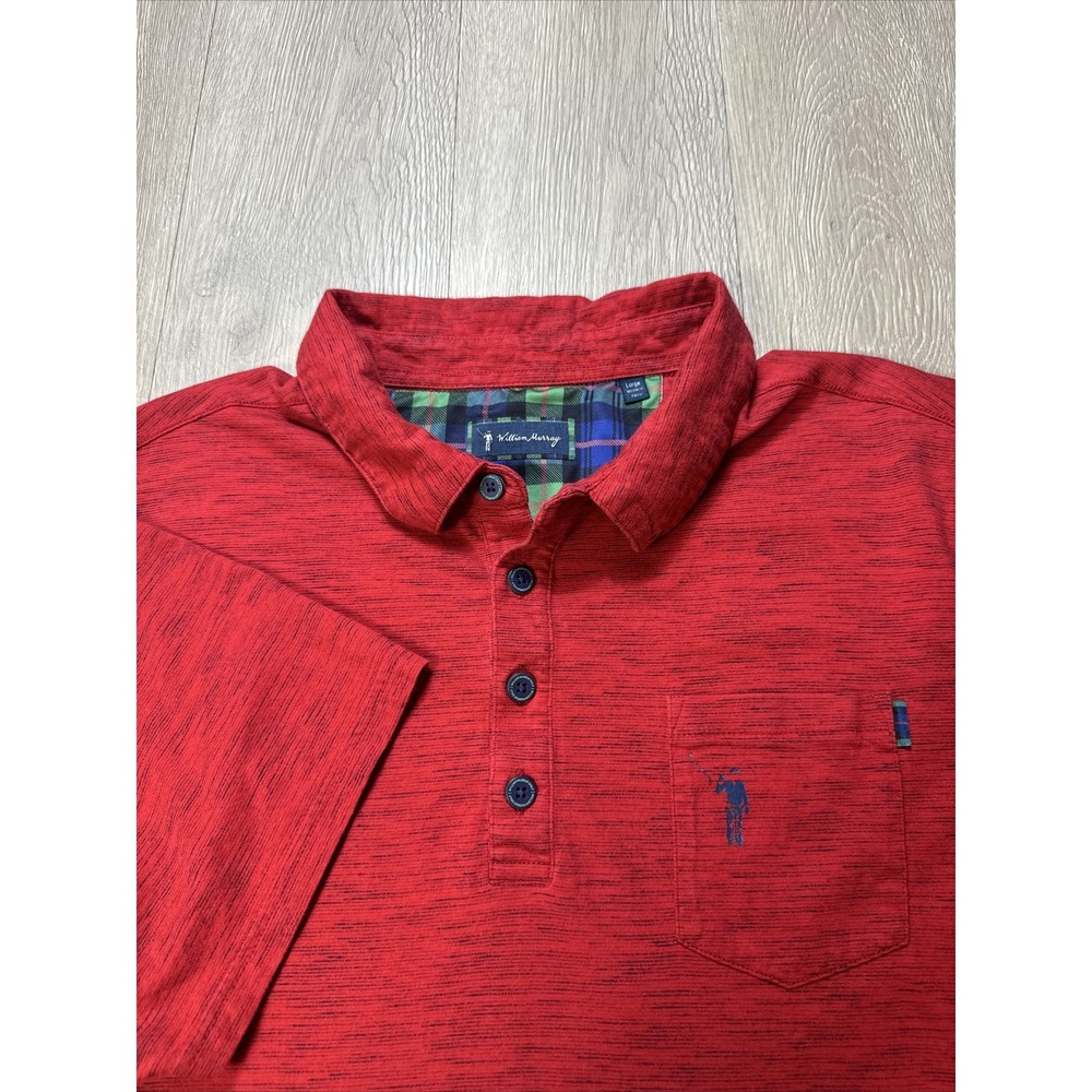 William Murray Polo Shirt Mens Large L Red Golf Performance Stretch Breathable